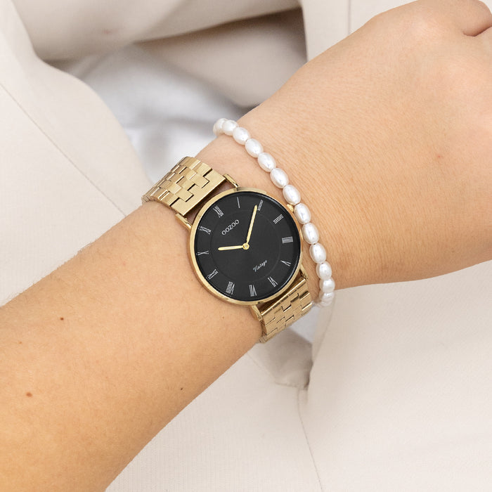 Oozoo Goudkleurige OOZOO Horloge Met Roestvrijstalen Armband - C20371