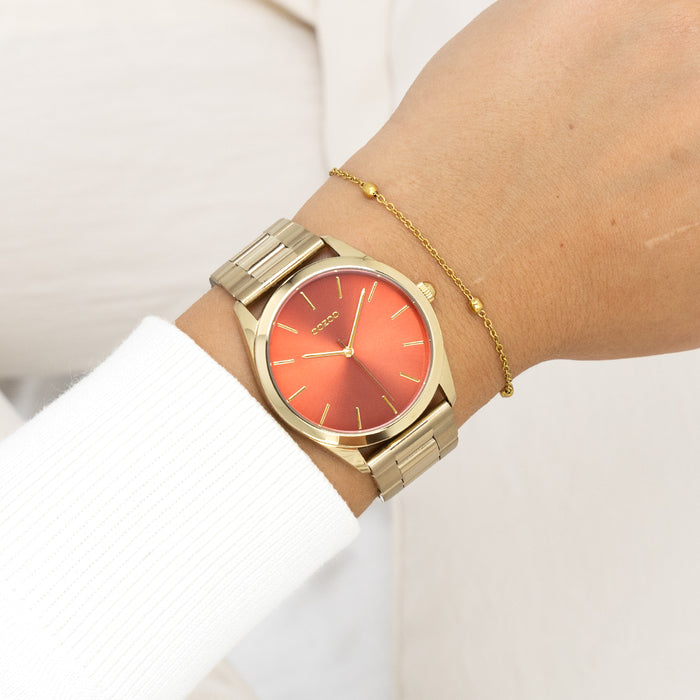 Oozoo Goudkleurige OOZOO Horloge Met Roestvrijstalen Armband - C11432