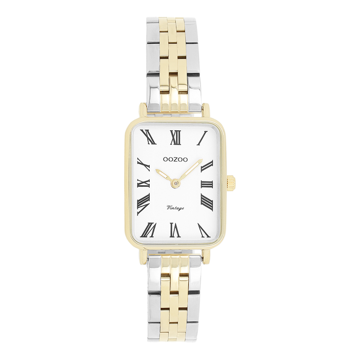 oozoo Goudkleurige OOZOO horloge met zilverkleurig/gouden roestvrijstalen armband - C20411