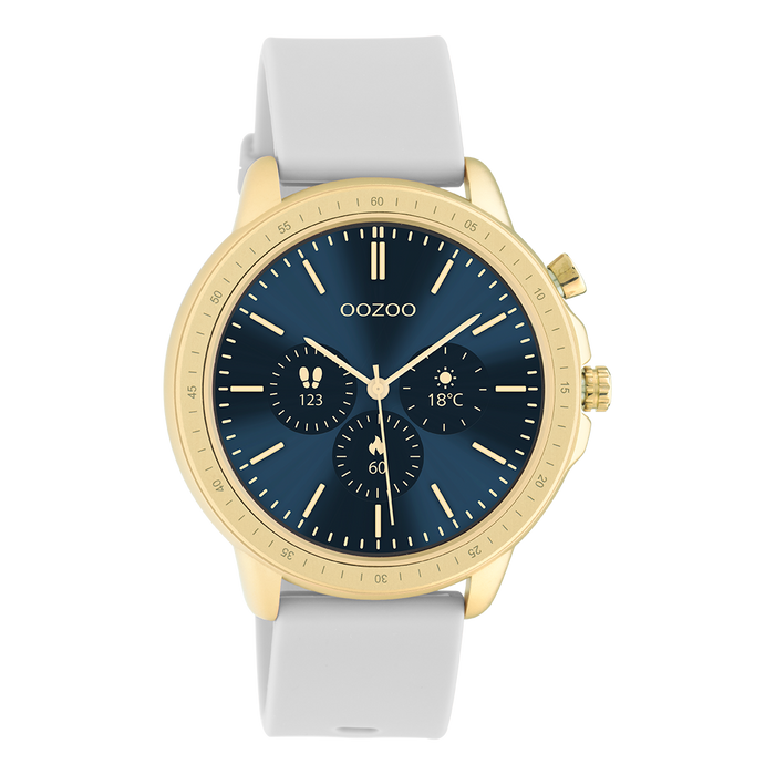 oozoo Goudkleurige OOZOO smartwatch met steengrijze rubber band - Q00317
