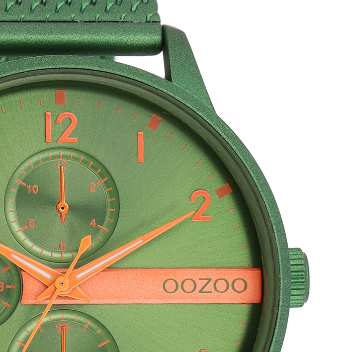 Oozoo Groene OOZOO Horloge Met Metalen Mesh Armband - C11303