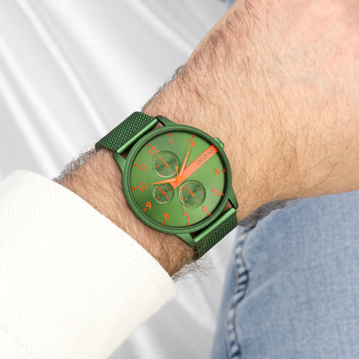 Oozoo Groene OOZOO Horloge Met Metalen Mesh Armband - C11303