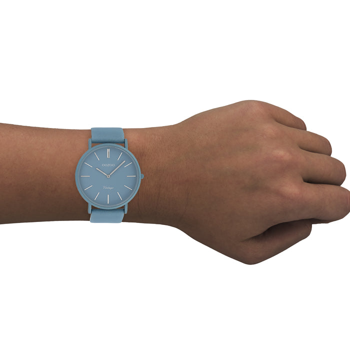 Oozoo Licht Blauwe OOZOO Horloge Met Leren Band - C9878