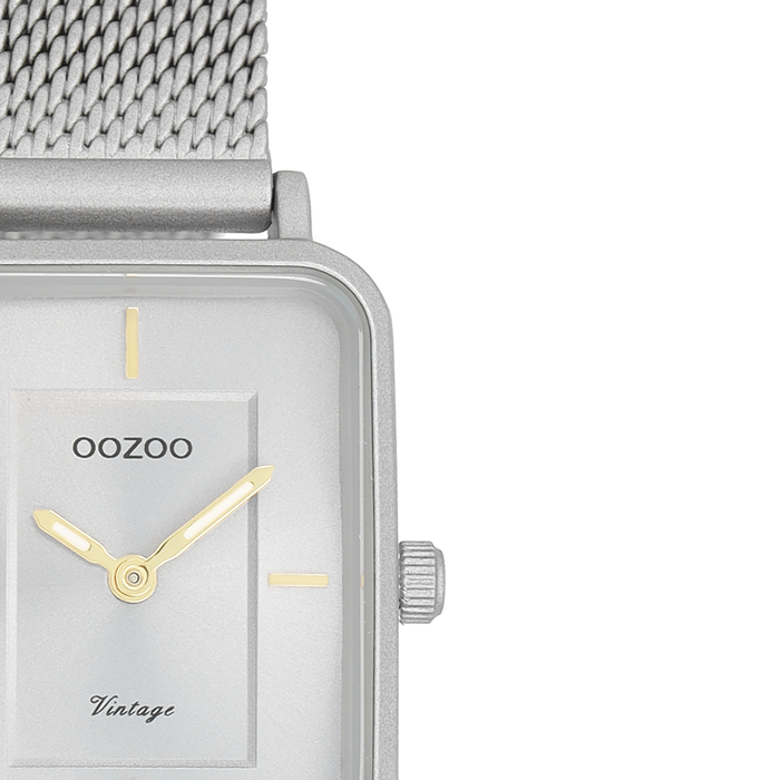 Oozoo Licht Grijze OOZOO Horloge Met Metalen Mesh Armband - C20383