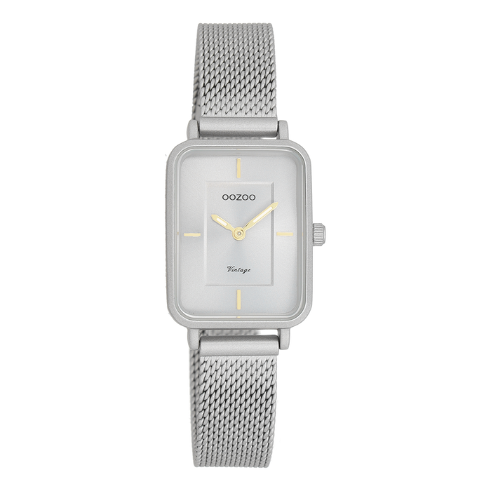 oozoo Licht grijze OOZOO horloge met metalen mesh armband - C20383