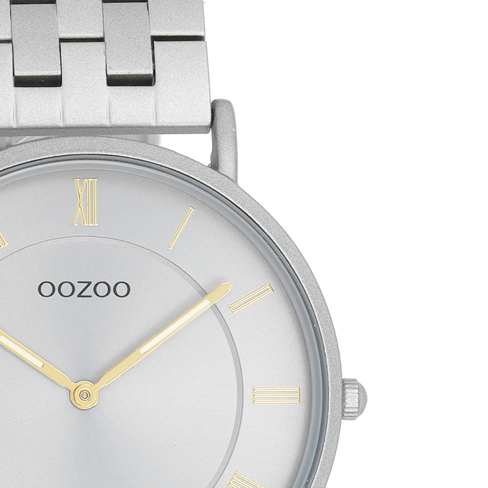 Oozoo Licht Grijze OOZOO Horloge Met Roestvrijstalen Armband - C20367