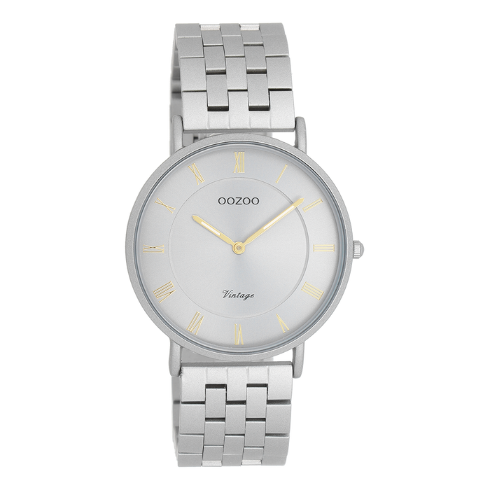 oozoo Licht grijze OOZOO horloge met roestvrijstalen armband - C20367