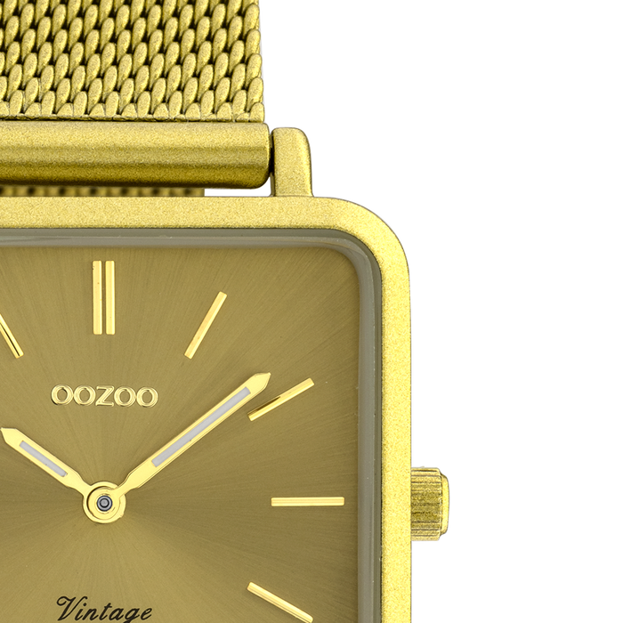 Oozoo Mosterd Gele OOZOO Horloge Met Metalen Mesh Armband - C20010