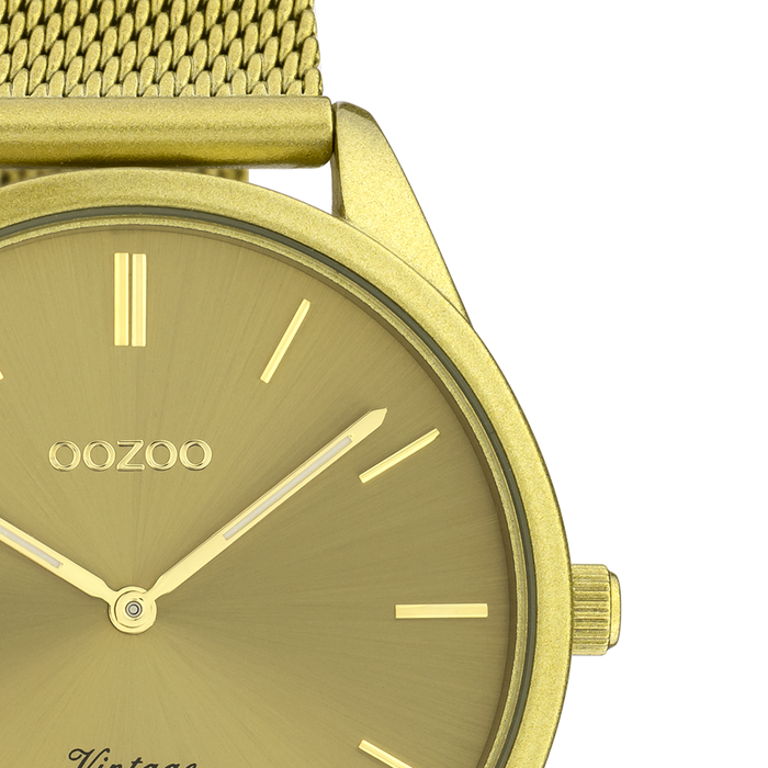 Oozoo Mosterd Gele OOZOO Horloge Met Metalen Mesh Armband - C20005