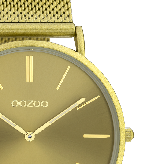 Oozoo Mosterd Gele OOZOO Horloge Met Metalen Mesh Armband - C20000