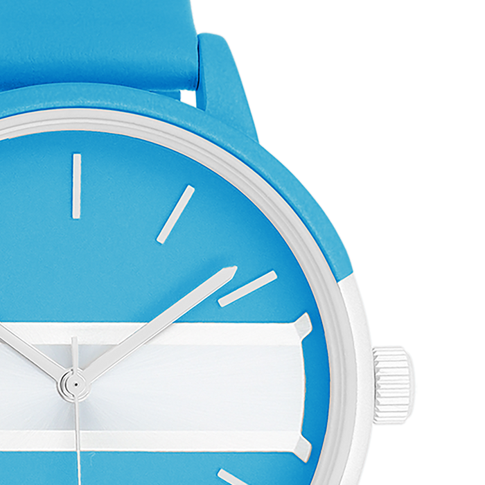 Oozoo Neon Blauw/goudkleurige OOZOO Horloge Met Felblauwe Leren Band - C11188