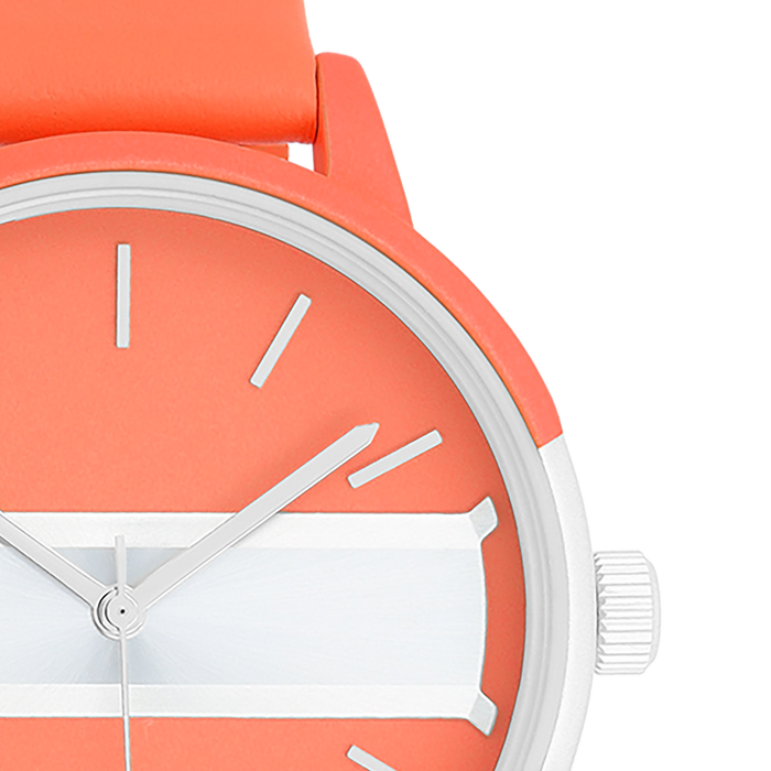 Oozoo Neon Rode/goudkleurige OOZOO Horloge Met Neon Oranje Leren Band - C11190