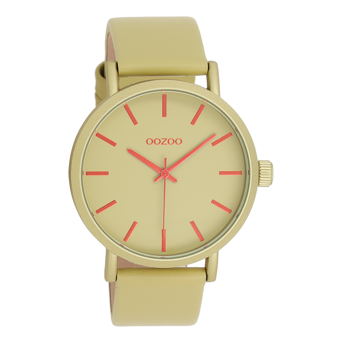 oozoo Olijf groene OOZOO horloge met leren band - C11181
