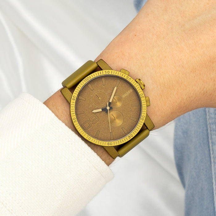 Oozoo Olijf Groene OOZOO Horloge Met Leren Band - C11217