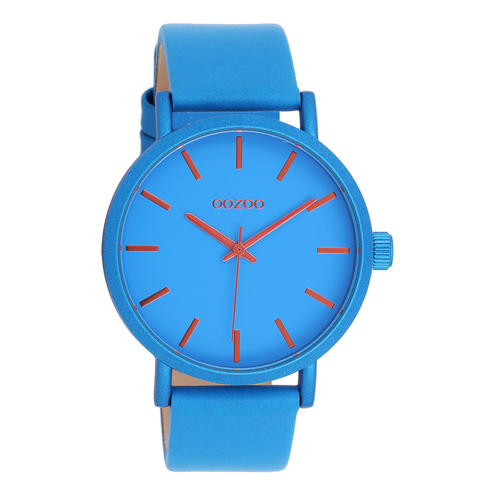 oozoo Blauwe OOZOO horloge met leren band - C11175 oozoo Blauwe OOZOO horloge met leren band - C11175