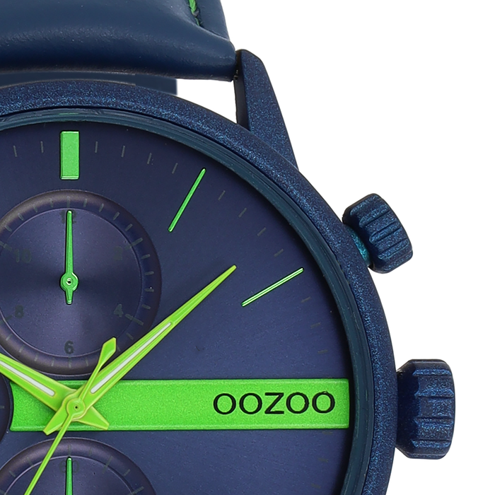 Oozoo Blauwe OOZOO Horloge Met Leren Band - C11228
