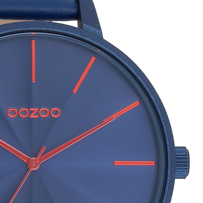 Oozoo Blauwe OOZOO Horloge Met Leren Band - C11252