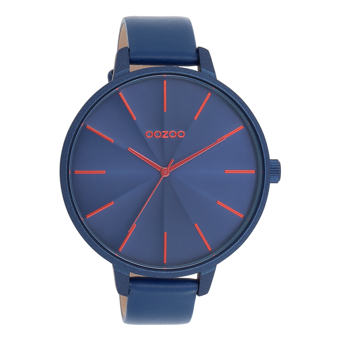 oozoo Blauwe OOZOO horloge met leren band - C11252