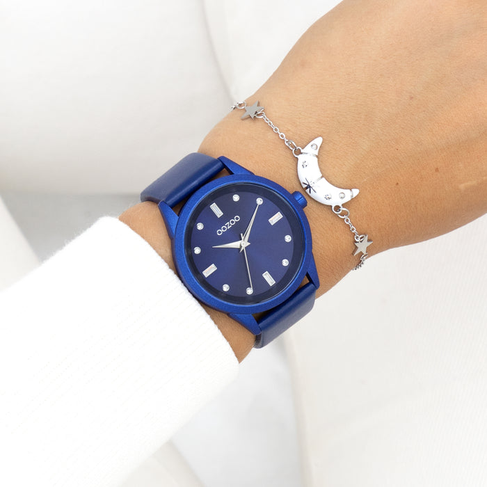 Oozoo Blauwe OOZOO Horloge Met Leren Band - C11288