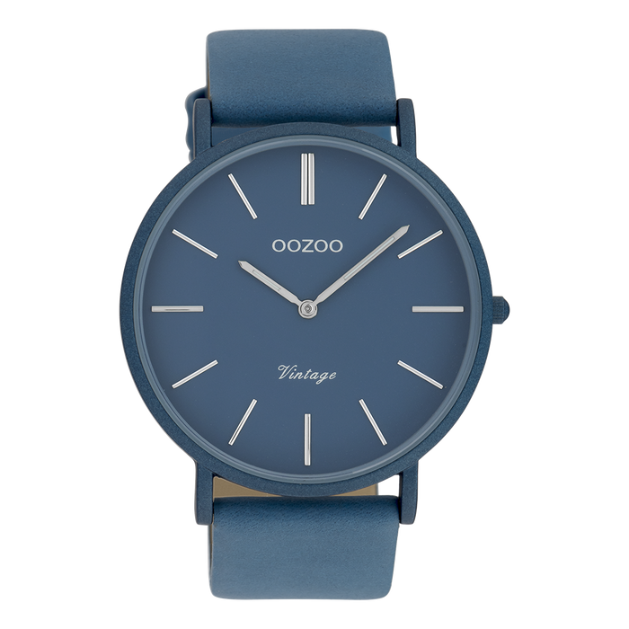 oozoo Blauwe OOZOO horloge met leren band - C9877