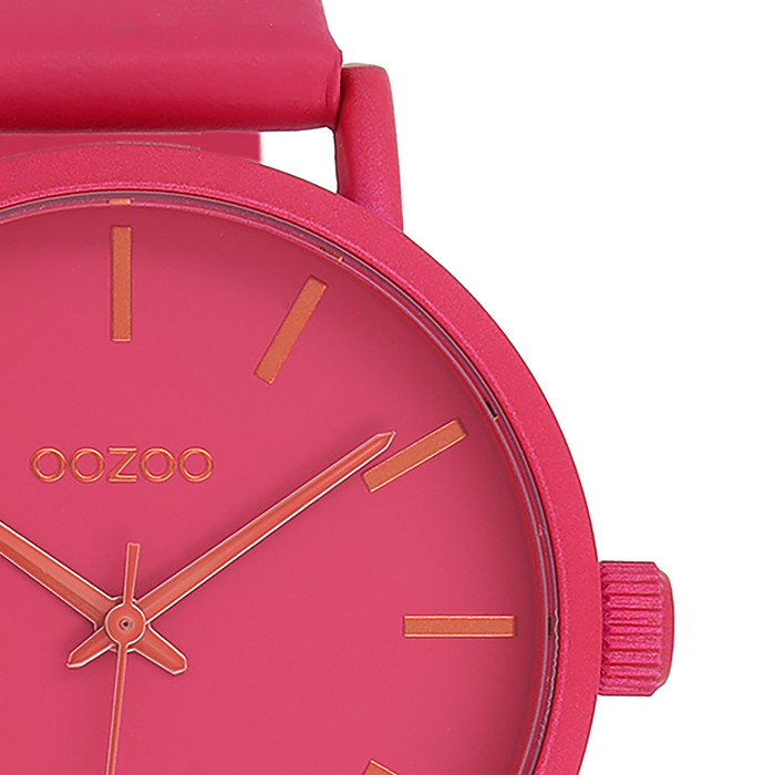 Oozoo Fuchsia OOZOO Horloge Met Leren Band - C11178
