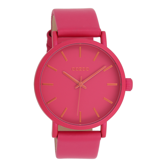 oozoo Fuchsia OOZOO horloge met leren band - C11178