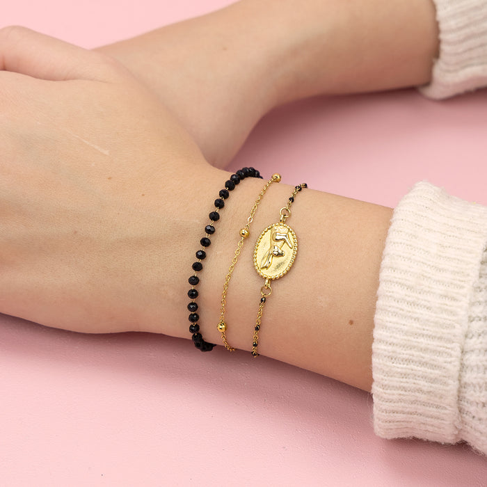 Oozoo Goudkleurig/zwarte Armband Met Een Haas