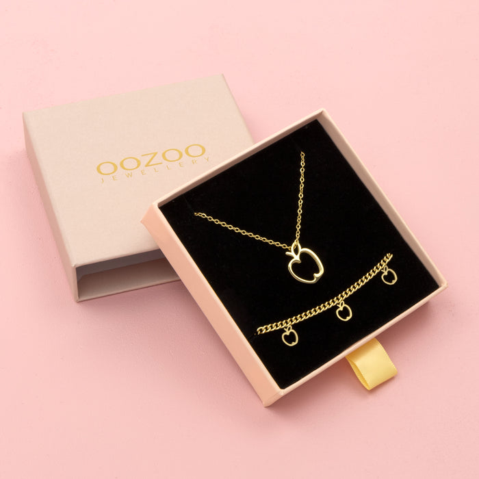 oozoo Goudkleurige armband + ketting set met appels