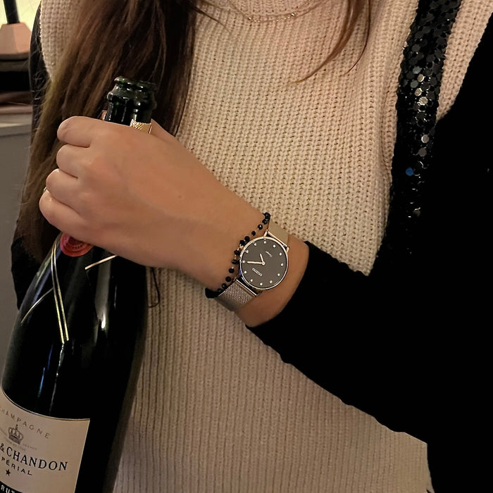 Oozoo Goudkleurige Armband Met Zwarte Kraaltjes