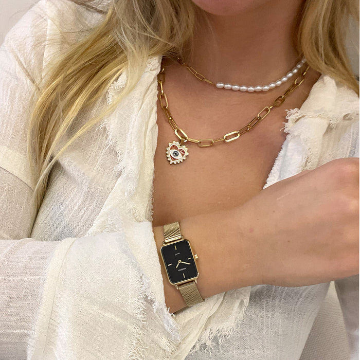 oozoo Goudkleurige ketting met boze oog bedeltje