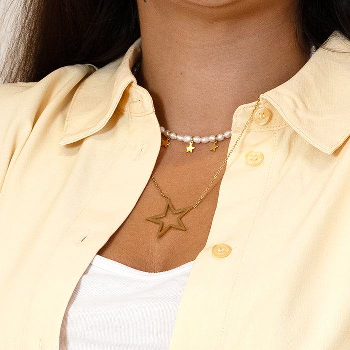 oozoo Goudkleurige ketting met grote ster