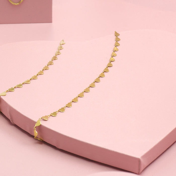 Oozoo Goudkleurige Ketting Met Hartjes