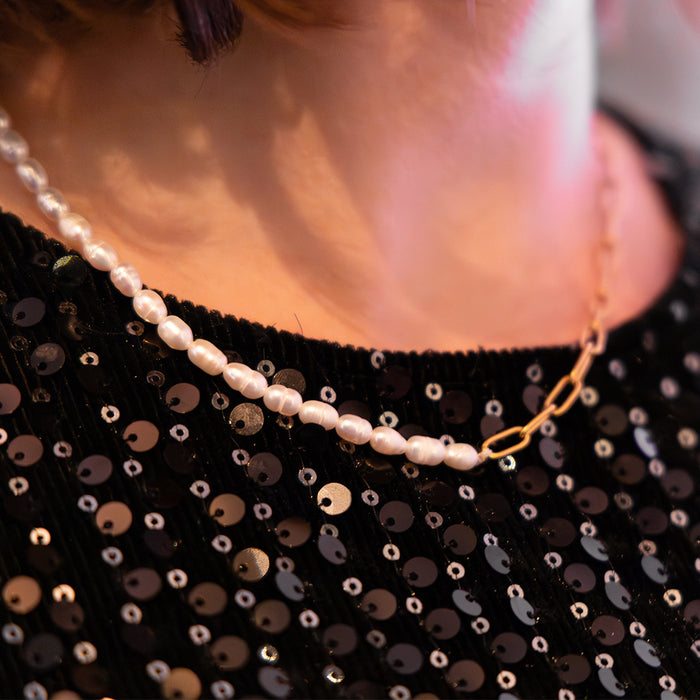 Oozoo Goudkleurige Ketting Met Parels