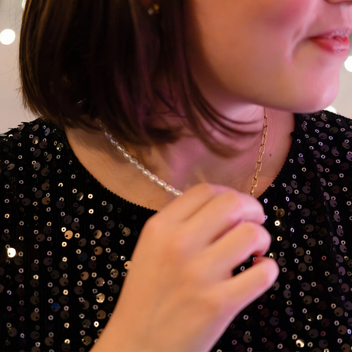 Oozoo Goudkleurige Ketting Met Parels