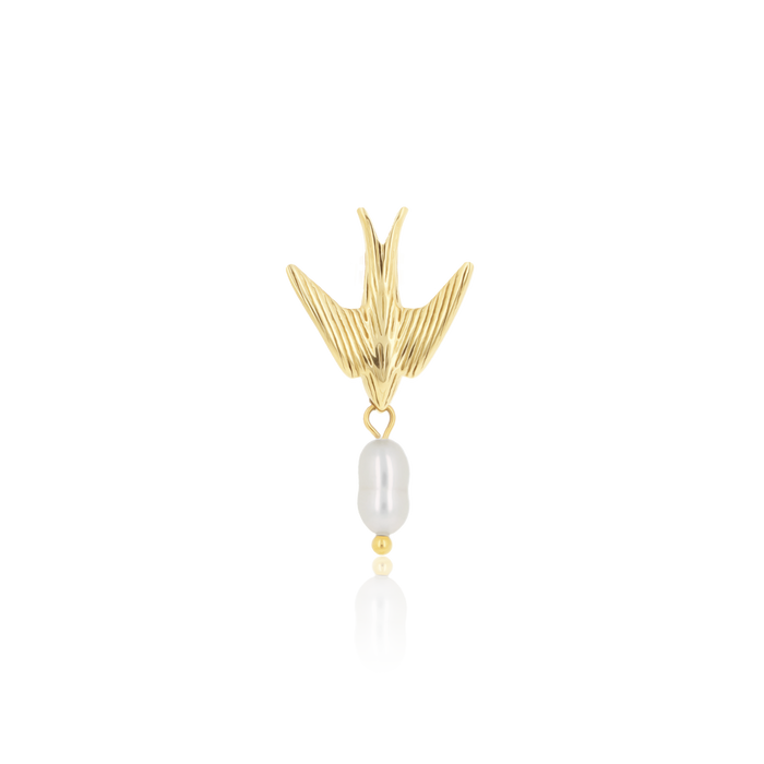 oozoo Goudkleurige oorbel met zwaluw