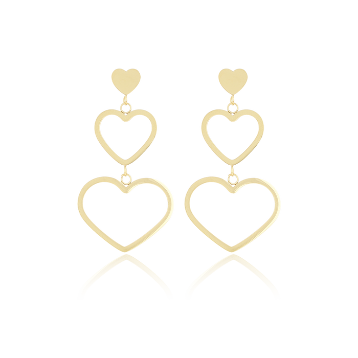 oozoo Goudkleurige oorbellen met drie harten