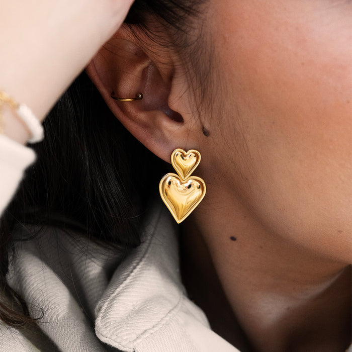 oozoo Goudkleurige oorbellen met harten