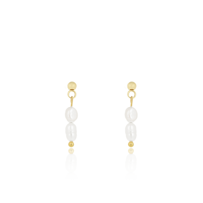 oozoo Goudkleurige oorbellen met parel kraaltjes