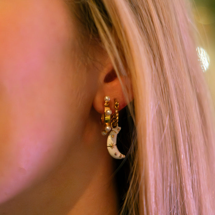 Oozoo Goudkleurige Oorbellen Met Parels