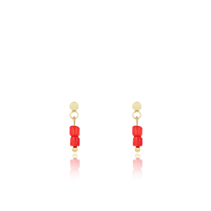 oozoo Goudkleurige oorbellen met rode kraaltjes
