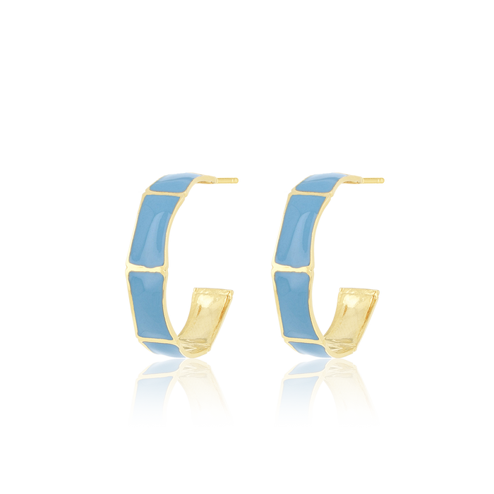 oozoo Goudkleurige oorringen met blauwe plating