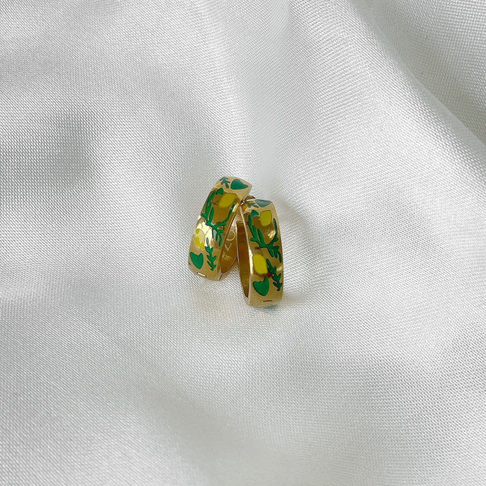 oozoo Goudkleurige oorringen met citroenen