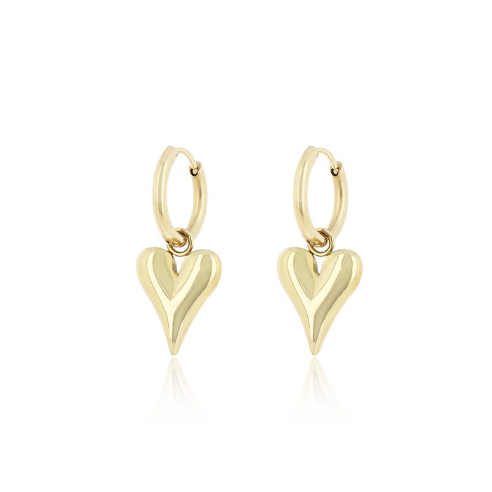 oozoo Goudkleurige oorringen met hart bedeltje