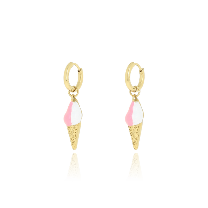oozoo Goudkleurige oorringen met ijsje bedeltje