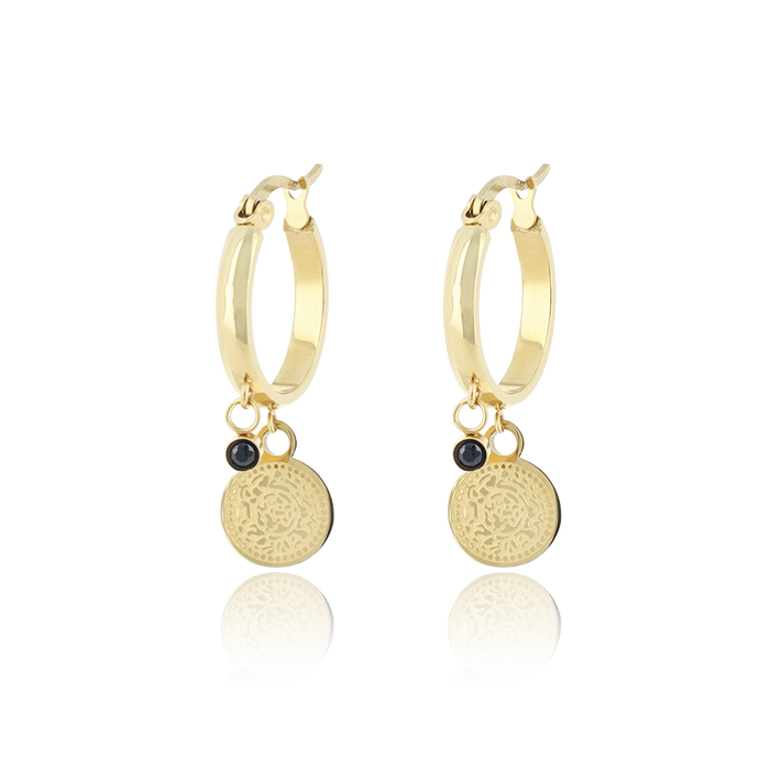 oozoo Goudkleurige oorringen met munt bedel