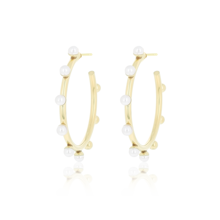 oozoo Goudkleurige oorringen met parels