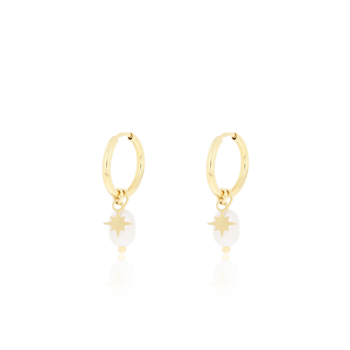 oozoo Goudkleurige oorringen met ster en parel
