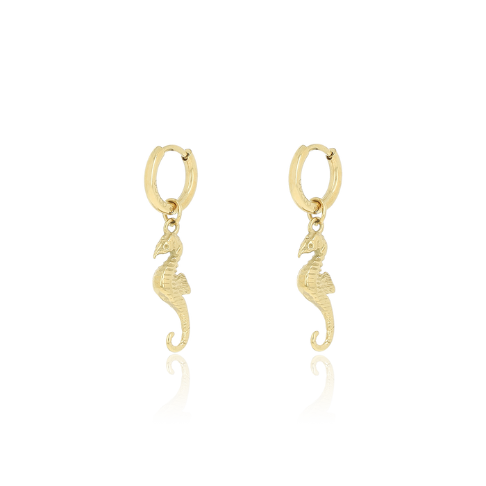 oozoo Goudkleurige oorringen met zeepaard bedeltje