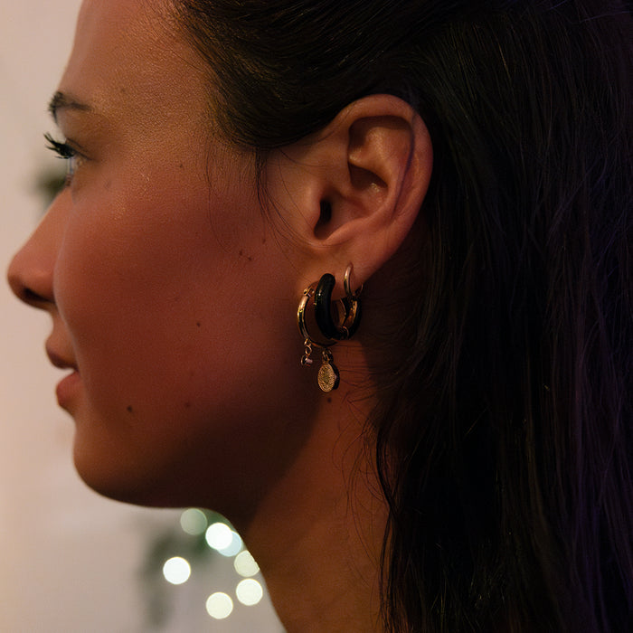 Oozoo Goudkleurige Oorringen Met Zwarte Plating