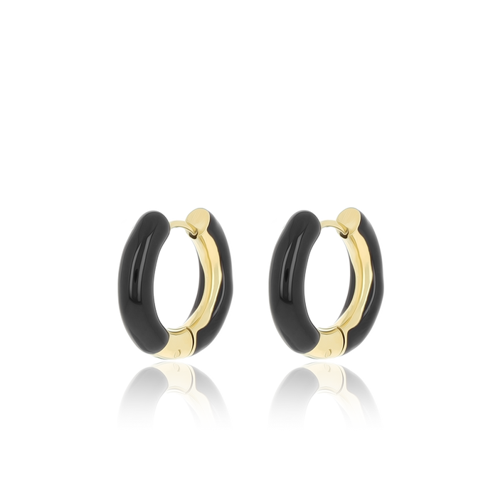 oozoo Goudkleurige oorringen met zwarte plating